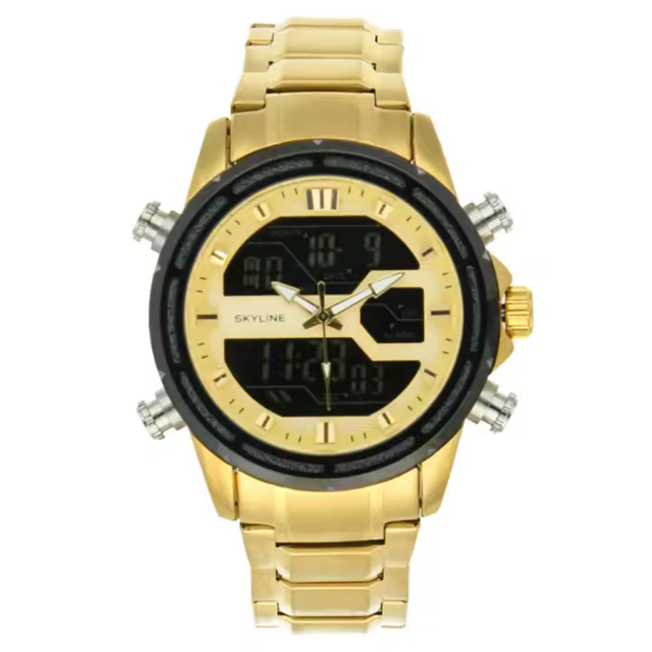 Reloj Analógico/Digital Skyline 093-0057 Chapado Oro Moderno Casual- Hombre - 1