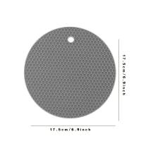 1PC Alfombrilla De Silicona Antideslizante Para Cocina Protección De Encimera Resistente Al Calor Forma Circular Tamaño 17.8*17.8cm Disponible En Negro/Gris Rosa/Morado - details 0