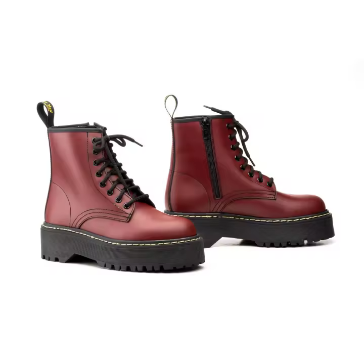 Mº6063 Burdeos Hecho en España Botas Mujer Piel Burdeos Cordones Plataforma Numeración: 36-41 Marca: Otras marcas Color: Burdeos BOTA TODA PIEL CON SUELA GRUESA ATADA CON CORDONES MODERNA Y  JUVENIL - 1