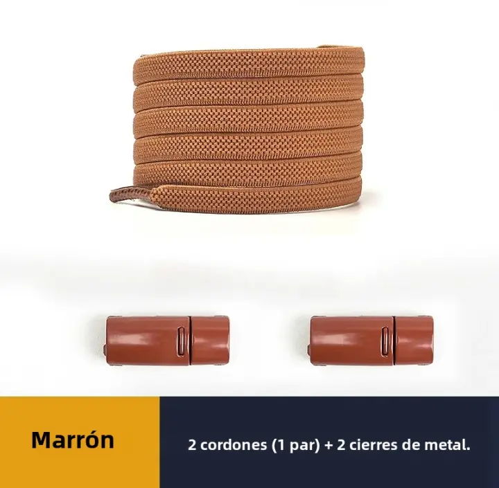 1 Pares De Laces De Zapatillas Sin Nudo Magnéticos Elásticos Planos Instalación Simple Botón Metálico Para Zapatos Y Mocasines - 1