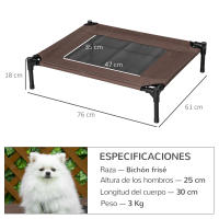 PawHut Cama Elevada para Perros Cama de Mascotas con Malla Transpirable y Tela Oxford para Exterior Interior Aire Libre Jardín Terraza Marrón - details 3
