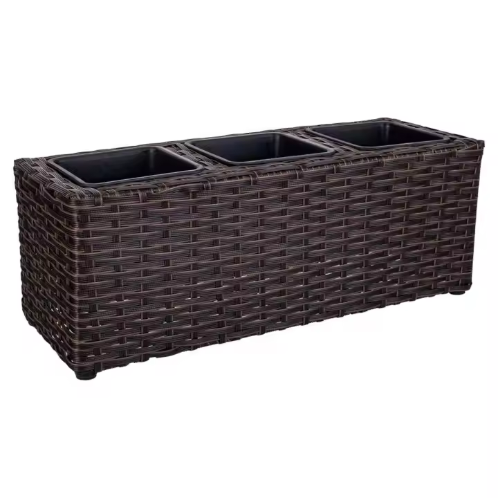WANDERLUST DECO Macetero de poliratán marrón 48x18x18h cm. No viene montado - 1