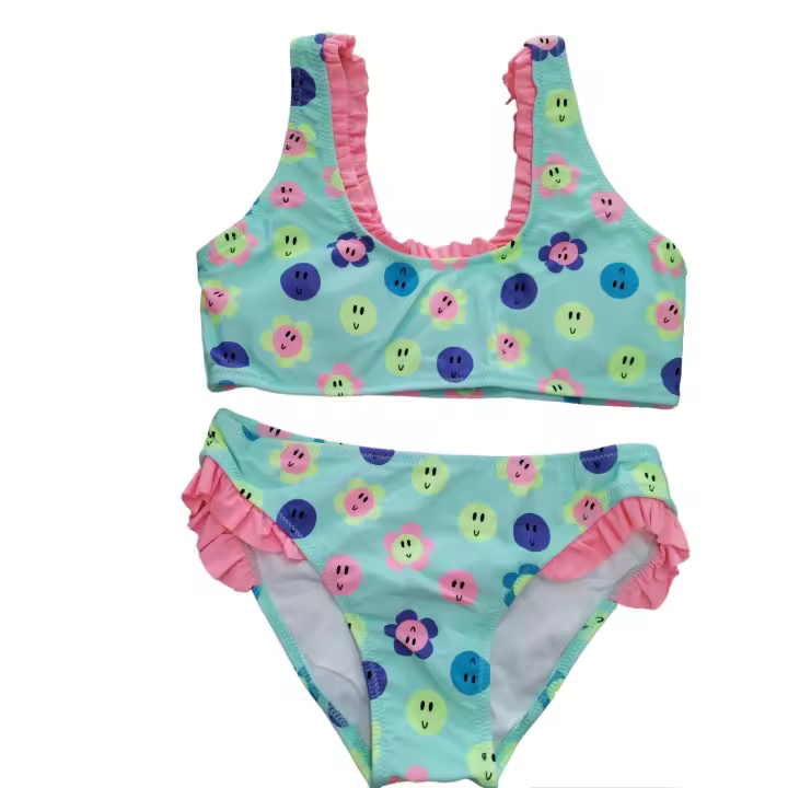 Sweet Secret bikini de niña de flores y emoticonos - 1