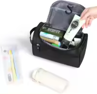 Toiletry Bag, Hanging Wash Bag Travel Toiletry Bag Waterproof Bathroom Bag for Men and Women Travel Toiletry Makeup Organizer (Black) - details 0