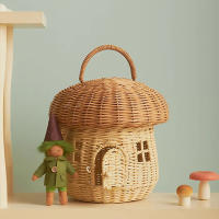 Cesta De Hongo Tejida De Rotura Bohemia Portátil Para Almacenamiento De Juguetes Y Artículos Variados Organizador De Picnic Al Aire Libre Y Vacaciones Material De Paja Ecológico - details 3