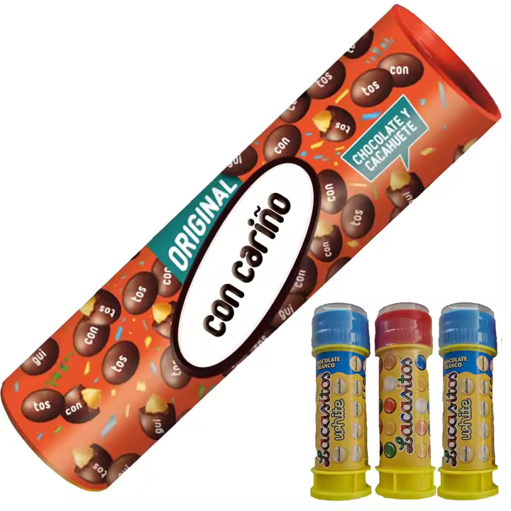 Conguitos Megatubo 1,2 KG-Con cariño + 3 POMPEROS LACASITOS - 1