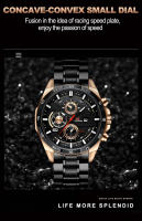 Reloj De Hombre VA VA VOOM De Acero Inoxidable Con Dial Grande De 46mm En Color Plata Y Negro Serie Original De Carreras Deportivas Reloj De Cuarzo Resistente Al Choque Y a Agua - details 1
