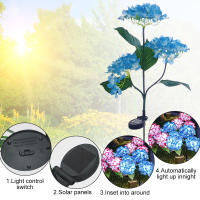 Lámpara Solar LED De 3 Cabezas Con Flor De Rosa Y Hibisco Para Jardín Patio Decoración De Casa Rústica Iluminación Exterior Para Verduras Y Frutas - details 7