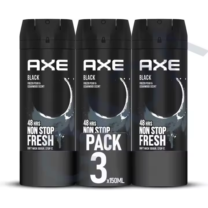 Pack 3x150ml -  AXE Desodorante Hombre BLACK Spray 48h - 1
