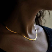 Collar De Cadena De Serpiente Para Mujer Moda Inversa En Acero Inoxidable Color Oro Estilo Clásico Collar De Hombro Joyería - details 1