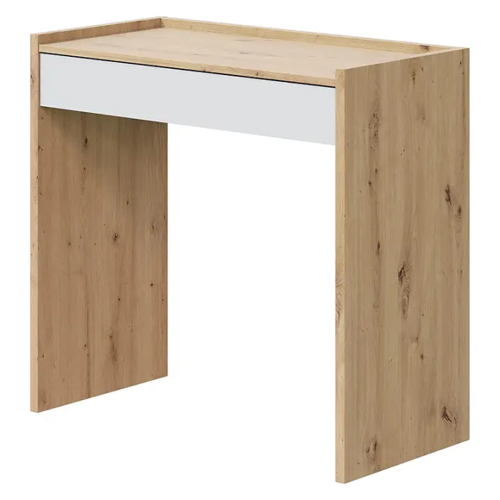 CAMA EXPRESS Mesa escritorio con un cajón en color roble nodi y blanco artik - 1