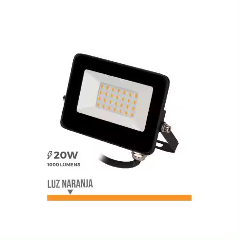 EDM Foco Proyector LED 20W 1000lm Luz Naranja 12x8,8cm EDM - 70317  Iluminación Exterior Proyectores Led - 1
