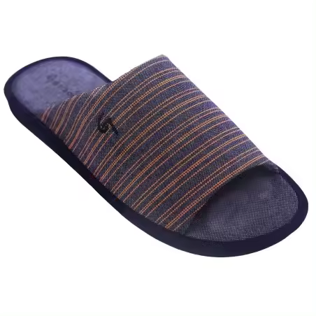 Zapatilla Casa Verano Para Hombre Referencia: P378-087 Marino Marca GARZON Zapatillas  Zapatilla chinela abierta de andar por casa para hombre, en color Marino con rayas. Muy cómoda de pala ancha y buen calze. - 1