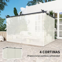 Outsunny Pérgola con Techo Retráctil 4x3 m Pérgola de Aluminio con Paredes Laterales Cenador con Tela de Poliéster Anti-UV Resistente al Agua Pabellón para Jardín Patio Terraza - details 1
