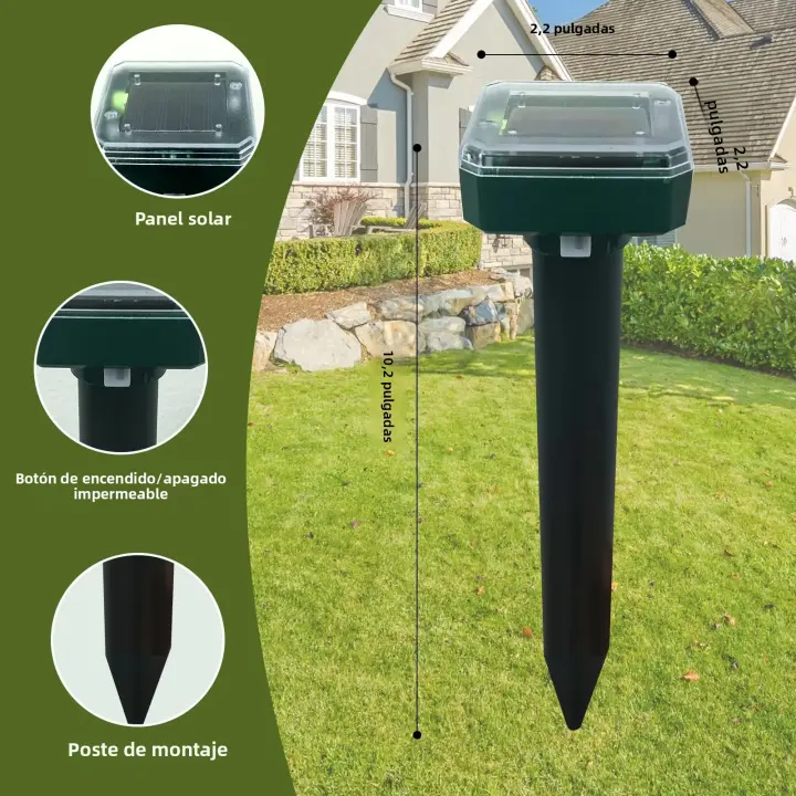 Repellente De Ratones Ultrasonido Solar Con Silbato Integrado Repelente Electrónico LED Para Jardín Y Pradera Repelente De Serpientes De Cría Al Aire Libre - 1