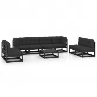 VIDAXL 3076488 conjunto moderno de muebles para el jardín fabricado en madera de pino con cojines negros vida xl - 1