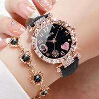 Set De 6 Relojes Para Mujer Con Dial De Corazón Y Cuerda De Cuero Moda Relojes De Cuarzo Con Joyería De Diamantes Sin Caja - details 2