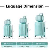 Set 4pcs Maletas de Viaje Ampliable, Juego Cabina Rígidas con 4 Ruedas Dobles Giratorias 360°, Pack 4 Piezas Equipaje Ligero de Moda 14+20+24+28in, Neceser Resistente Color Puro - details 3