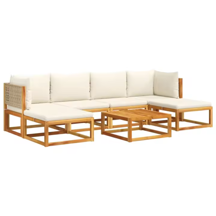 vidaXL Set de sofás de jardín con cojines 7 pzas madera maciza acacia - 1