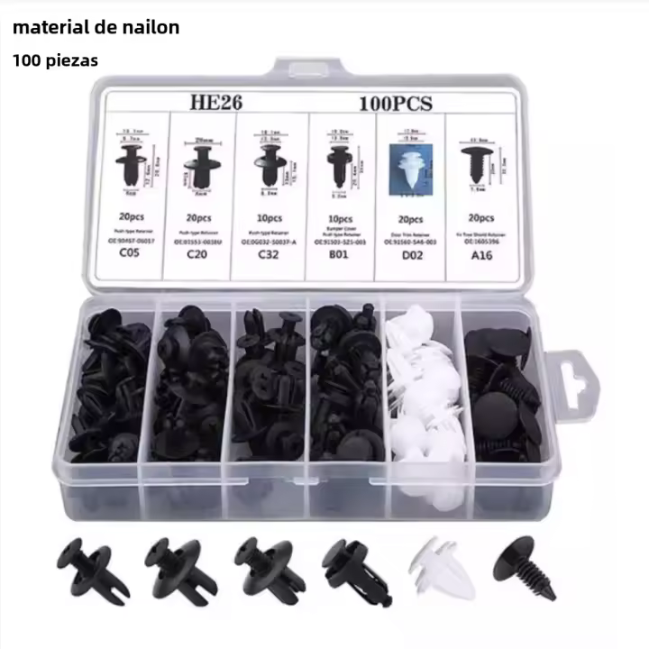 Kit De 100 Piezas De Clip De Automóvil Fijador De Capa De Coche Retenedor De Bisagra Para Puerta Y Parachoques Herramientas De Reparación De Vehículos - 1