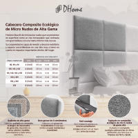 DHOME Cabecero Tapizado Compuesto de Paneles Autoadhesivos Intercambiables de Tela Acualine Cama Lujo Dormitorio Acolchado Segunda Gama de Colores - details 1