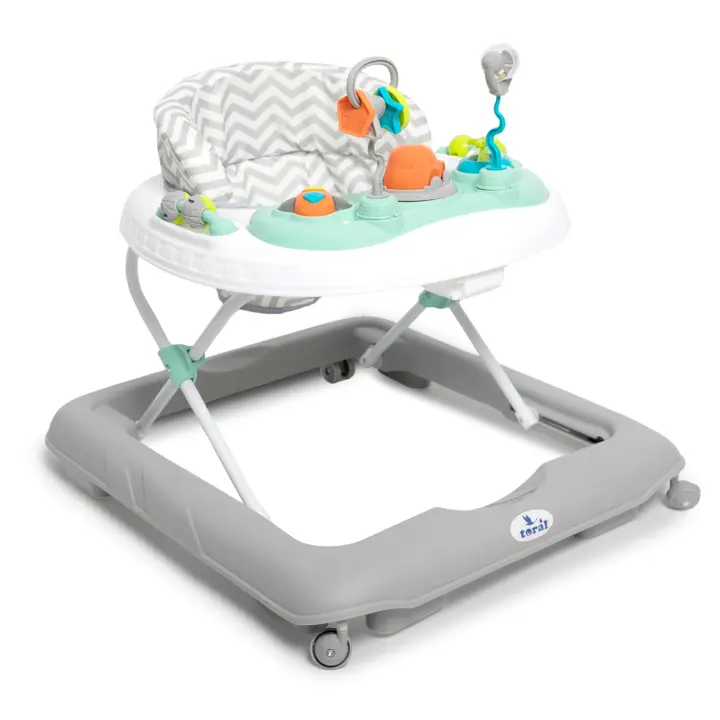 Toral Andador Bebes con Bandeja de Juegos y Altura Ajustable, Seguro Anticaídas, Correpasillos Bebe 1 Año, Tacata Bebe Ideal para Aprender a Caminar - Andador Bebe Modelo Sonajero Gris - 1