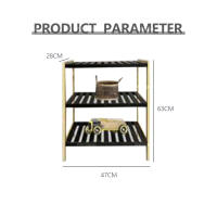Salón moderno sencillo de tres pisos, hierro forjado, estante de madera multicapa del suelo al techo, estante, estante de celosía de madera maciza - details 1