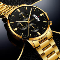 Reloj Deportivo Para Hombre De Lujo Fashion En Acero Inoxidable Con Correa De Cuero Reloj De Cuarzo Para Negocios Y Casual - details 0