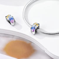 Encantos De Cocodrilo Plateado En Plata Con Dibujo Colorido Encantos Colgantes Para Pulseras Y Collares Joyería DIY - details 194