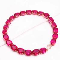 Pulsera De Lujo Para Mujer Con Incrustaciones De Rubí Y Oro Rosa Plateado Clásico Joyería De Cuentas En Forma Elíptica - details 3