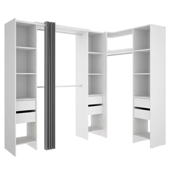 Armario Vestidor Rincón Modular Suit Natural - 205x164-214x141 cm Armario para dormitorio - Fabricado en España - Melamina Alta calidad - Somnia Descanso - 1