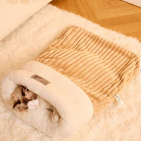Saco De Descanso Para Gatos Y Perros En Otoño/Invierno Cómodo Y Caliente Semi-Abierto Con Plush Suave Para Viajes - details 2
