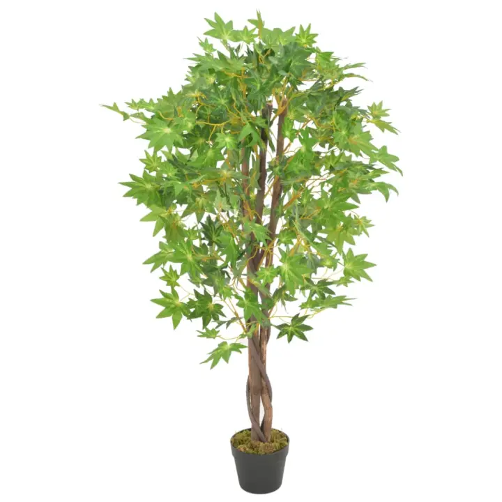 vidaXL Planta artificial árbol de arce con macetero verde 120 cm - 1