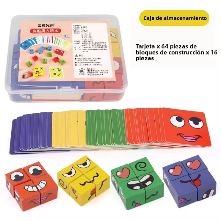 Juego De Tablero Educativo Para Niños Con Expresiones Faciales Bloques De Construcción Montessori Juguete De Aprendizaje Temprano Para Niños Y Niñas - 1