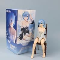 Figura De Acción Anime Re: Life in a Different World from Zero Rem Sentado En Silla Colección PVC Modelo Juguete Para Niños Regalo De Navidad 17cm - details 2
