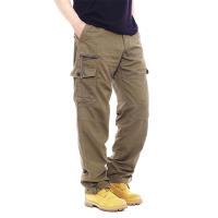 Pantalones Cargo Hombre FGKKS Con Multiple Bolsillos Y Cierre De Cremallera Algodón Puro Pantalones Rectos Casuales De Color Sólido Para Construcción - details 15