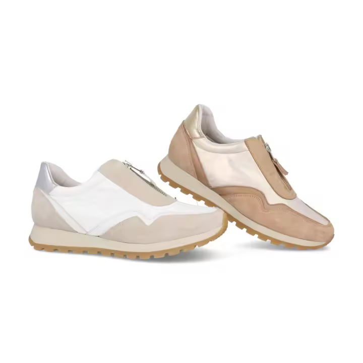 19160 - VIDA DEPORTIVO SEÑORA PIEL  COLORES : BEIGE , BLANCO  TALLAS : 35 AL 41  CORTE EXTERIOR : PIEL / TEXTIL   FORRO INTERIOR : PIEL / TEXTIL  PLANTILLA : TEXTIL    ALTURA TACÓN / CUÑA : 3 CM.  PISO : SINTÉTICO - 1