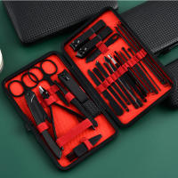 Set Profesional De Manicura Y Pedicura Black-Red 7/12/20/24pcs En 1 Cuidado De Uñas Viaje Listo Cortauñas Y Cortauñas De Precisión Material Acero Inoxidable - details 7