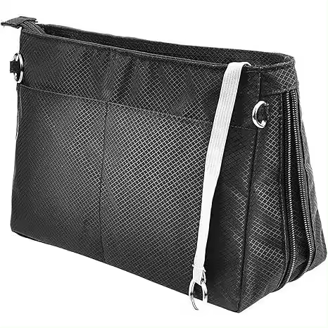Forro de nailon expandible para bolso de mano, organizador de monedero, bolsa de inserción en bolsa, bolsa organizadora de mano (M, negro) - 1