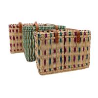 Capazo playa mujer - Bolso bandolera mujer asas de cuero - Capazo mimbre junco con forro y cierre interior - Bolsa de junco - details 0