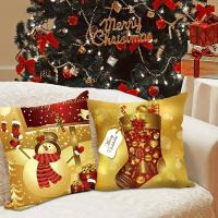 Funda De Cojín Navideña 45x45cm 'Feliz Navidad' Decoración Para El Hogar Regalo De Xmas Fundas De Cojín De Poliéster/Celulosa - details 2