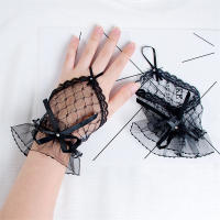 Guantes De Encaje Retro Para Mujer Elegantes Y Vacíos En Negro Rojo Y Blanco Para Bodas Y Fiestas Accesorios De Guantes Cortos De Boda - details 4