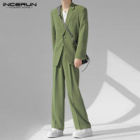 INCERUN Conjunto De Hombre 2024 Estilo Coreano Chaqueta Larga Y Pantalones Casual Streetwear Masculino Dos Piezas S-5XL Solido - details 8