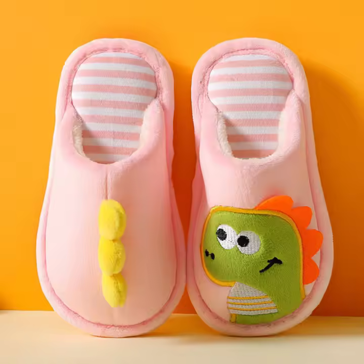 Alfombrillas De Invierno Para Niños Con Diseño De Dinosaurio Antideslizantes Y Cómodas Zapatillas De Algodón Para Interior Unisex Tallas Para Edades 1-12 Años - 1