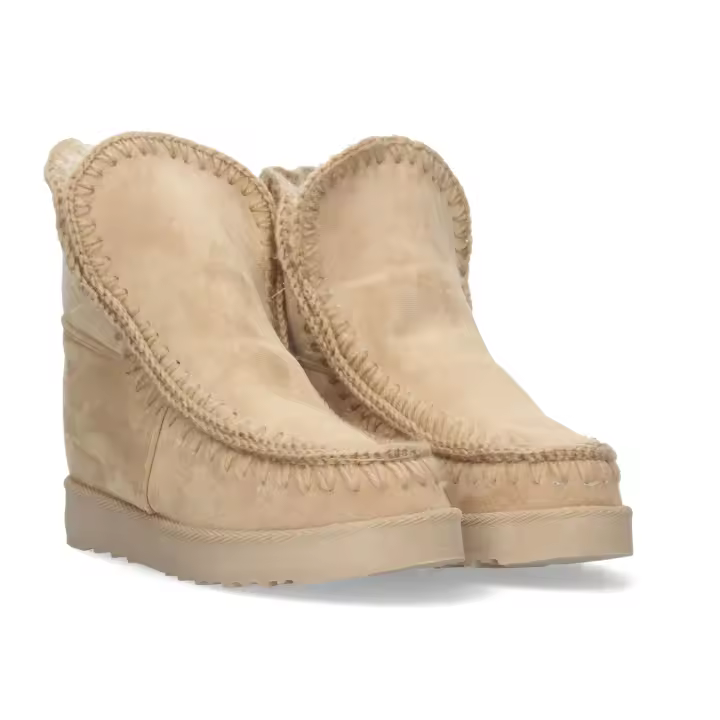 Davinia Shoes Botin Plano para Mujer, Estilo Australiano, Material Aterciopelado, Forrado de Pelo, de Punta Redonda. Shoes&Blues.es 882-Kaki - 1