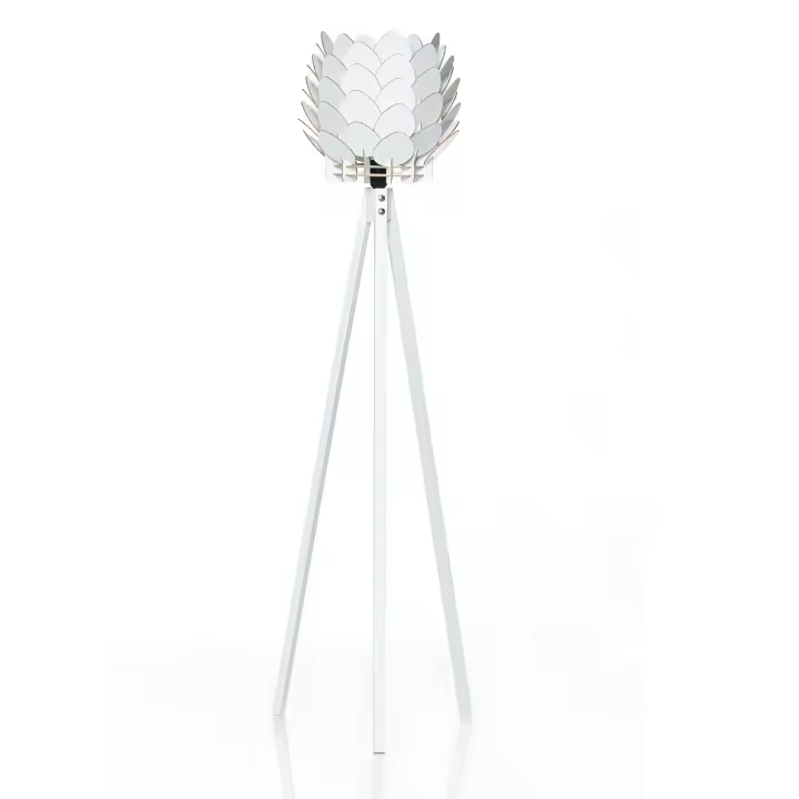 Lámpara de pie WELLHOME con cable e interruptor fabricada de MDF acabado color blanco Covadonga - 1