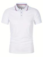 Camisa Polo Hombre Verano Transpirable Cómoda De Color Sólido Cuello Redondo Manga Corta Alta Calidad Ropa Casual De Calidad - details 11