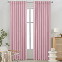 Cortinas Negras Para Sala De Estar Funcionales Y Termoaisentes Listas Para Colocar Diseño Sólido Aislantes De Luz Para Dormitorio - details 6