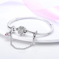 Cadena De Seguridad De Plata Esterlina 925 Estrella Luna Corazón Bordeado Con Clip De Silicona Para Pulsera Original Joyería DIY Regalo - details 10