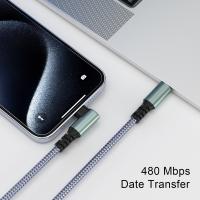 Cable Elbowed 20W USB C a Lightning Para iPhone 15 14 13 12 pro Max Cable De Carga Rápida Tipo C a Lightning Malla Tejida Negro Gris - details 7